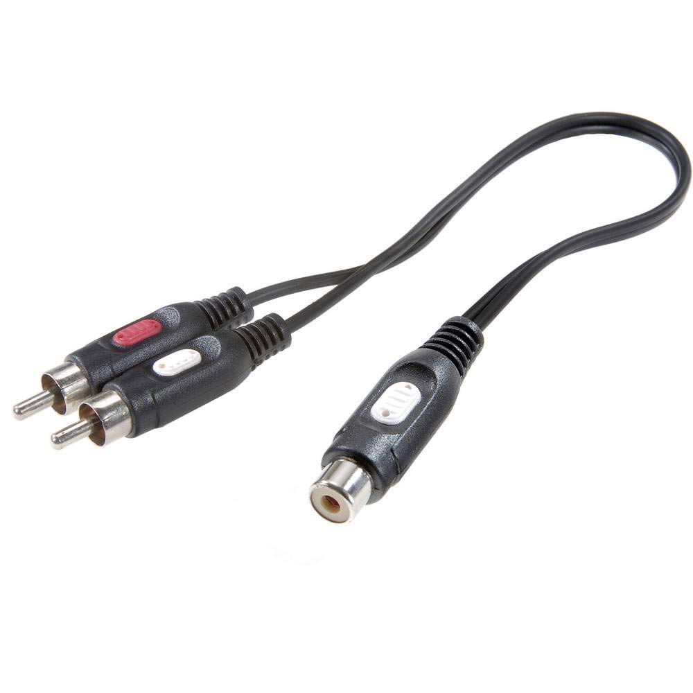 SpeaKa Professional SP-7869924 RCA Audio Y Adapter [2x RCA Male to 1x RCA Female] Black