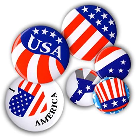 American Flag Patriotic Buttons - 6 Patriotic Buttons