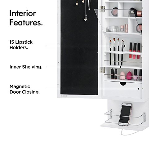 Beautify White Led Wall Door Mounted Armoire Cabinet With Full