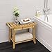 SONGMICS Bamboo Shower Bench Seat, Portable Spa Bathing Stool, with Towel Shelf for Indoor or Outdoor, Handles, Natural UBCB25Y