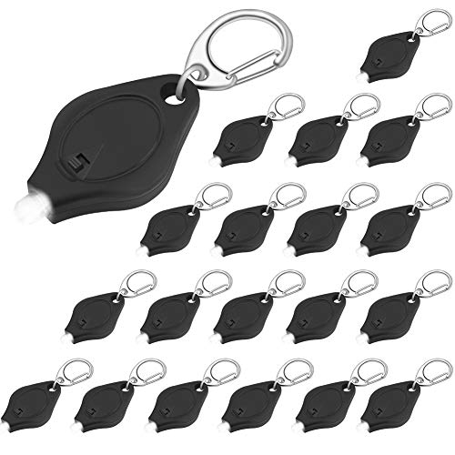 20 Packs Keychain Flashlight Mini LED Light Ultra Bright Key Ring Light Torch,Dog Light, Dog Collar Light,Pet light, Batteries Included (20)