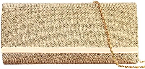 Womens Evening Clutch Bag Wedding Purse Bridal Prom Handbag Party Bag Hard Case with Detachable Chain