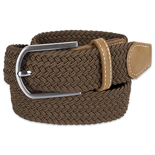 E-Living Store Men's 32mm Woven Expandable Braided Stretch Belts, (Available in Multiple Colors & Sizes), Brown, XX-Large (Waist Size 46-48