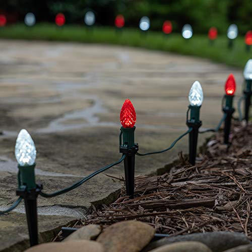 50’ OptiCore LED C7 Red and White Pathway Christmas Lights, C7 Candy