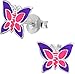 Hypoallergenic Sterling Silver Pink & Purple Butterfly Stud Earrings for Kids (Nickel Free)