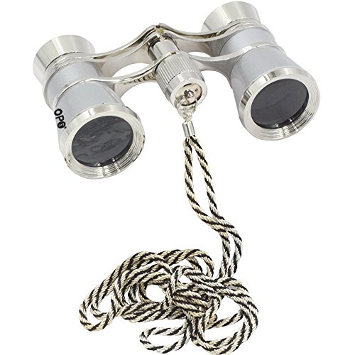 Opera Glasses Compact Binoculars for Theater Horse Racing Classical Lady Gift 3X25 with Silver Chain