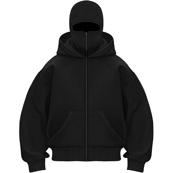 Amazon.com: RIZUNTO Balaclava Zip Hoodie Jacket Ninja Double Hood