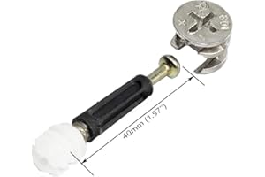30 Packs Furniture Board Cam Fitting with Dowel and Pre-Inserted Nut, Cam Lock Nuts for Cabinet Drawer Dresser and Wardrobe F