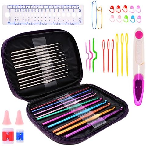 BWISH Artwork Handmade Tools Crochet Hooks Yarn Knitting Needles Sewing Tools 22PCS Size 0.6mm to 6.5mm Crochet Hooks 27PCS Accesories