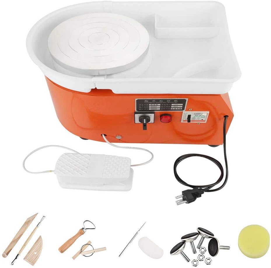 GJ688 Electric Ceramic Turbine 350W Molding DIY Clay Tool Ceramic Craft Clay Art with Pedal And Washable Removable Basin,A