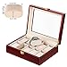 Uten Watch Box, 10 Slots Wooden Watch Case with Removable Watch Pillow, Metal Clasp Watch Display, Watch Box Organizer for Men and Women
