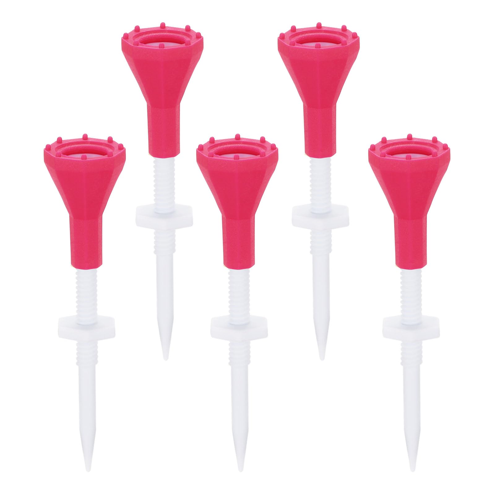 PATIKIL Golf Tee, 5 Pack Adjustable Height Plastic Golf Tees with Triangle Mark Golf Training Driving Range Tee Golf Accessories, Red (3-1/2 Inch)