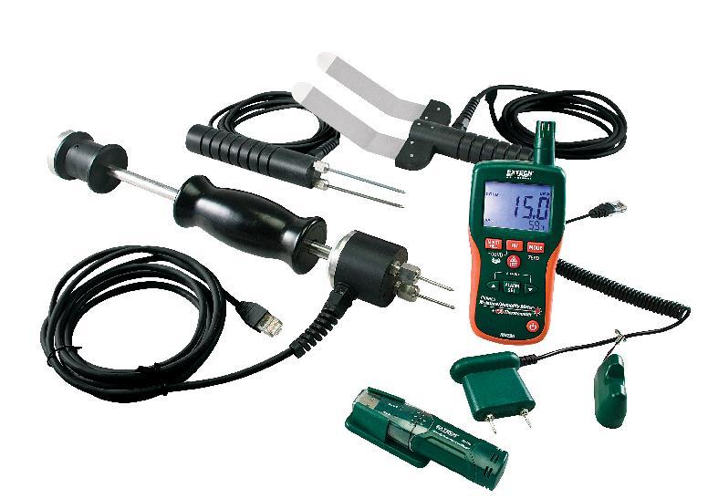 Extech MO297 Pinless Moisture Psychrometer with IR Thermometer and