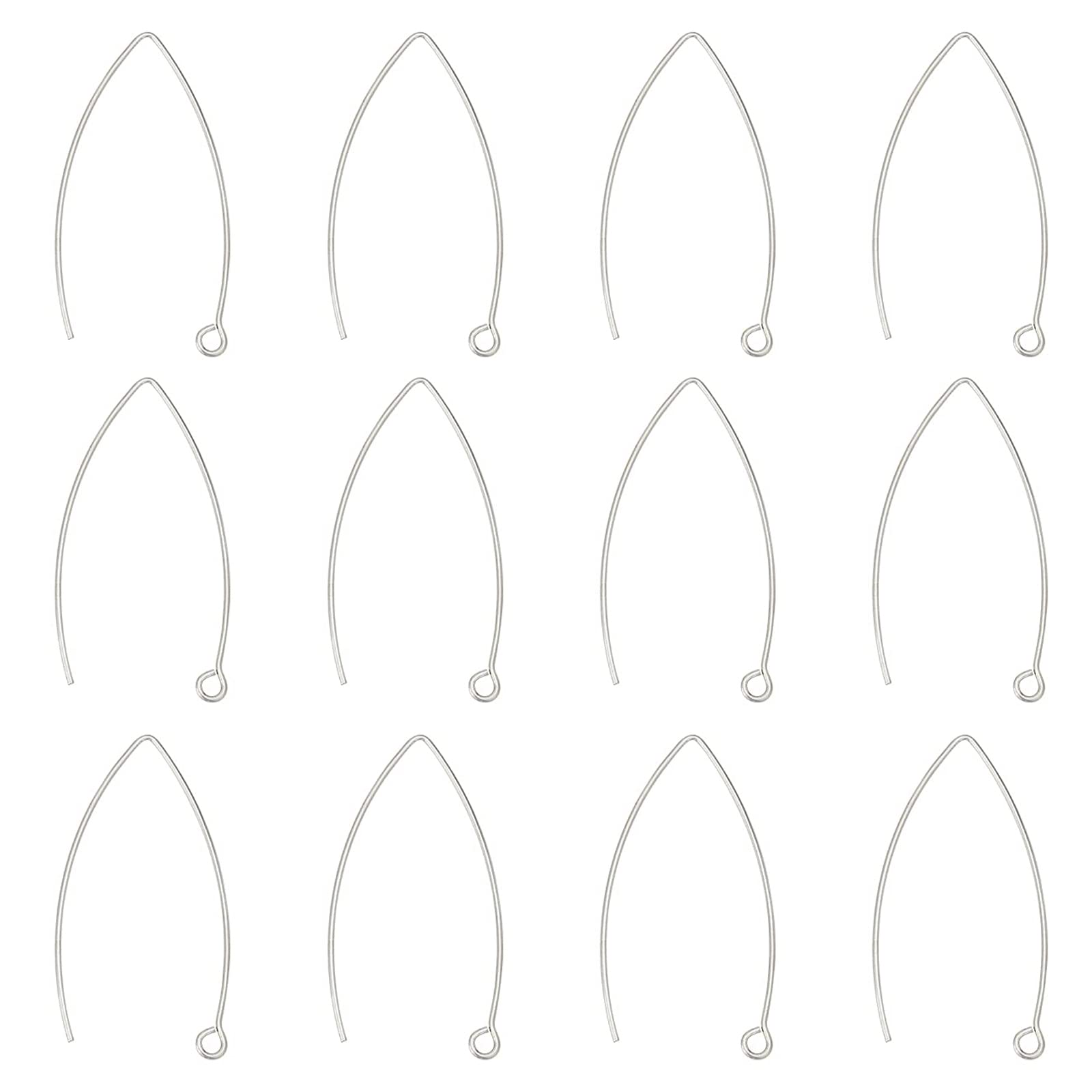 UNICRAFTALE about 100pcs V-shape Earring Hooks Stainless Steel Earring Wire Fish Hooks Metal Earring Wires with Hole for DIY Jewelry Making Stainless Steel Color 41mm Long
