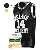 AFLGO Fresh Prince of Bel Air #14 Smith Basketball Jersey S-XXXL – 90's Clothing Throwback Costume Athletic Apparel Clothing Top Bonus Combo Set with Wristbands