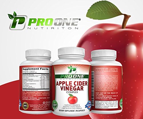 Apple Cider Vinegar Pills by ProOne Nutrition. Promote Healthy Digestion, Natural Weight Loss, Cleanse and Detox, and Regulate Blood Sugar. Manufactured in the USA. 90 Day Supply