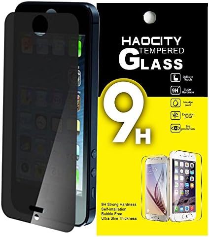 iPhone SE 5 5C 5S Privacy Screen Protector, HAOCITY iPhone SE 5 5C 5S Privacy Tempered Glass Screen Protector - Keep Your Information Private - Protect Your Screen from Scratches and Drops