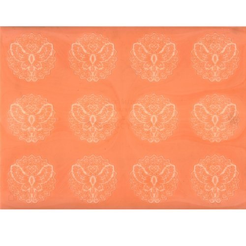 Martellato 40-WD004 Lace Effect Design 4 Decoration Mat, 30 x 40 cm, Silicone, Orange