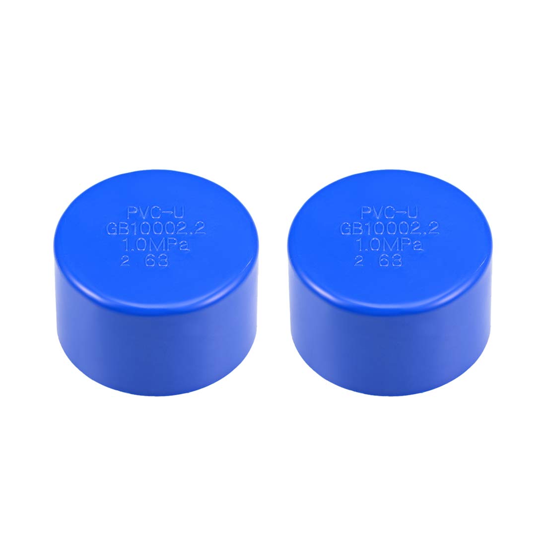 sourcing map 63mm PVC Pipe Cap Fitting, Slip End Caps DWV(Drain Waste Vent) Irrigation Swimming Pool Sound Deadening, Blue 2Pcs
