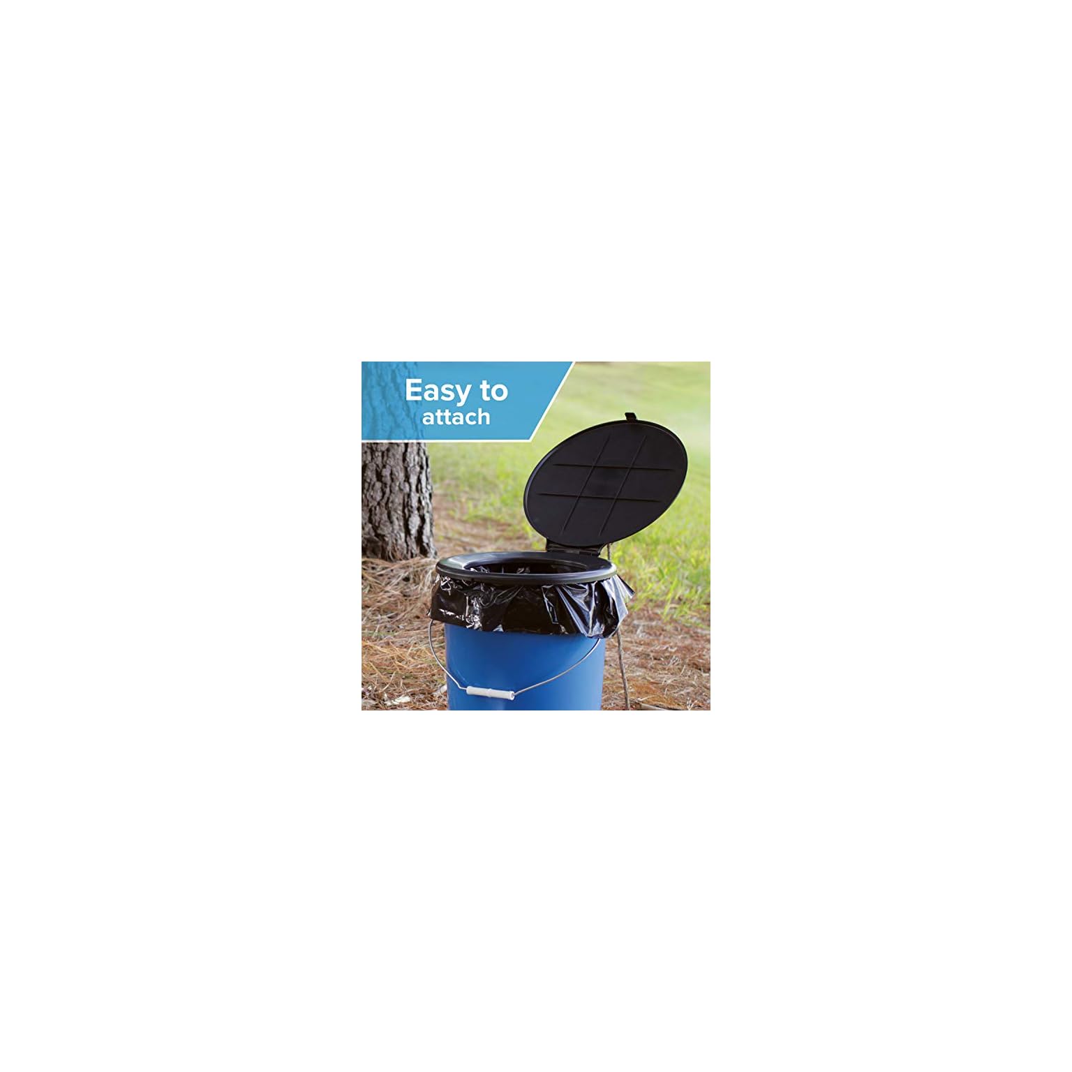 Camco Bucket Toilet Seat with Lid Fits 5 Gallon Buckets Includes 3