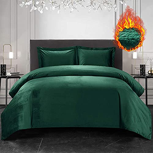 HYBD Emerald Green Velvet Duvet Cover Queen Size Velvet Bedding Sets