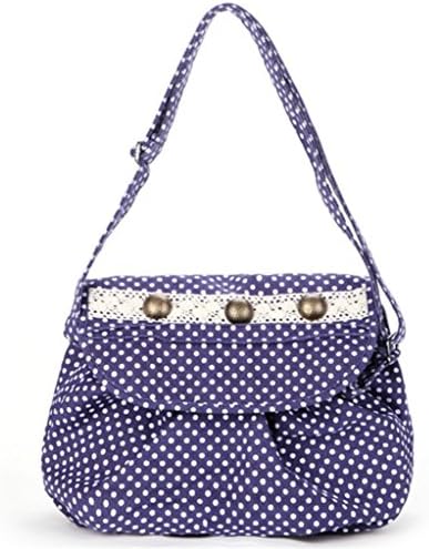 Katoony Girls Canvas Cute Polka Dots Shoulder Handbag Cross Body Bag Tote Travel Bag Satchel Purse