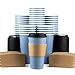 Glowcoast Disposable Coffee Cups With Lids - 20 oz To Go Coffee Cup (90 Pack). Large Travel Cups Hold Shape With Hot and Cold Drinks, No Leaks! Paper Cups with Insulated Sleeves Protect Fingers!