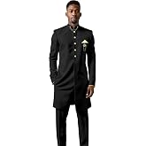 Men`s Suit African Clothing Dashiki Embroidery Chain Single Breasted Shirt and Pants 2 Piece Set Outfits