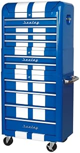 Sealey AP28COMBO2BWS 10 Drawer Retro Topchest Rollcab Combo Blue White Stripes view 4