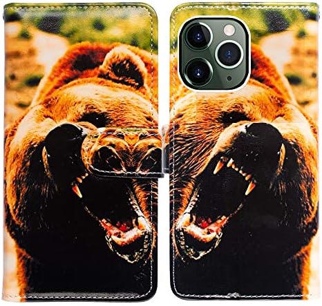 BCOV iPhone 11 Pro Max Case, Angry Bear Style Wallet Leather Cover Case For iPhone 11 Pro Max