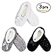 BambooMN Adult Super Soft Warm Cozy Fuzzy Slippers Non-Slip Lined Socks - Assortment 01 - M - 3prs