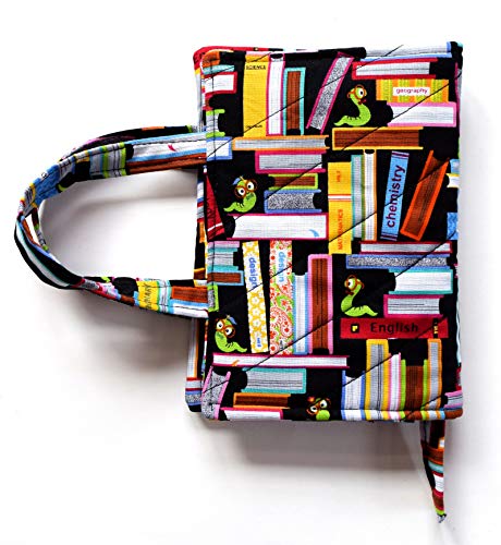 Bookworm Books Quilted Romance,SNUG Small Book Cover with Attached Bookmark,Carry Handles,for book up to 6.5" x 4.25" x 1.5"