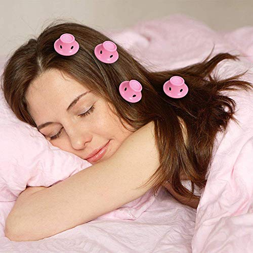 Magic Hair Rollers Silicone Curlers for Hair Larger and Small Hair Curlers,No Clip No Heat No Damage to Hair(Pink,40 Pcs)
