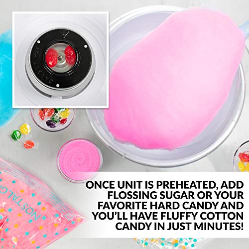 Nostalgia Cotton Candy Machine Retro Cotton Candy Machine for Kids with 2 Reusable Cones, 1