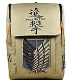 Backpacks Large Capacity Attack on Titan Backpack Canvas Rucksack Anime Book Bag Laptop Bag Beige Style, 27*44*14cm