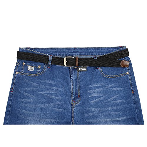 Drizzte Mens 59'' Plus Size Big & Tall Elastic Fabric Braided Belt Black