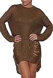 Voguegirl Women Sexy Ripped Knitted Loose Side Slit Pullovers Sweater Dress