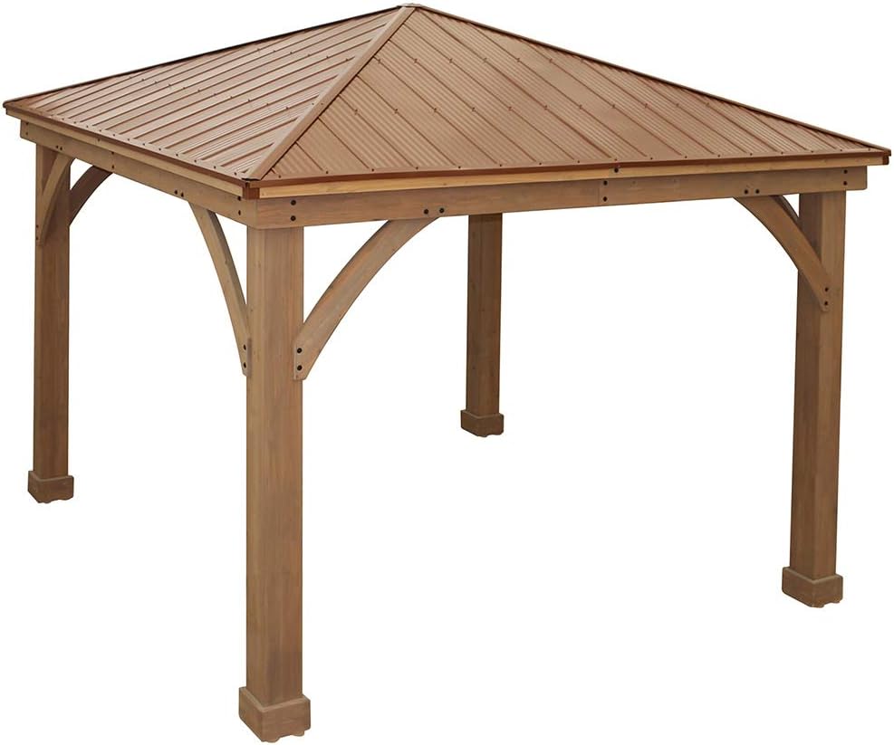 Yardistry 12' x 12' Gazebo with Sable Brown Aluminum Roof
