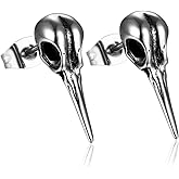 BIYONGDE Vintage Viking Crow Bird Skeleton Raven Skull Earrings Stainless Steel Antique Gothic Steampunk