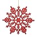 Vickerman Plastic Glitter Snowflake, 4-Inch, Red, 24 Per Box
