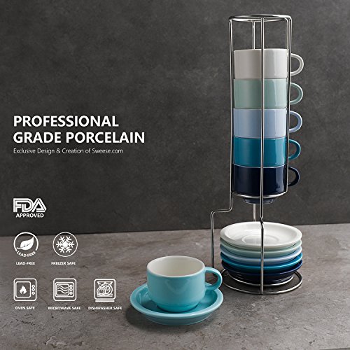2 Sweese+Porcelain+Stackable+Espresso+Saucers