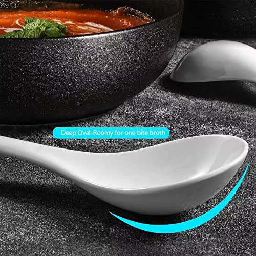 Artena Bright White 9 inch Large Soup Spoons, 4 Pieces Ultrafine