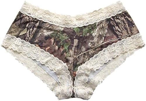 Wilderness Dreams 602250 Lace-Trimmed Boy Short Panties, Mossy Oak w/Cream
