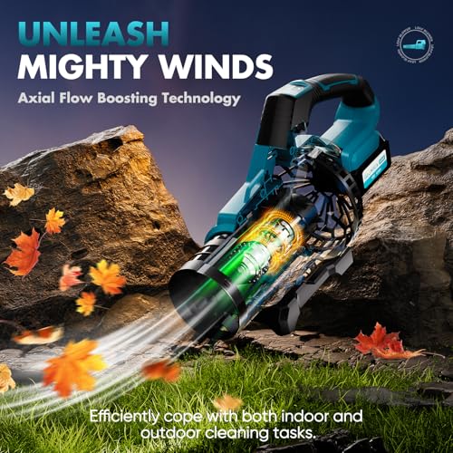 Leaf Blower Cordless, 8000mAh Battery with Fast Charger, Lightweight Electric Garden Blowers with Turbo Boost, 257 km/h & 3 Speed Levels for Lawn Care,Yard,Garage,Leaves,Snow,Dust,and Debris Removal