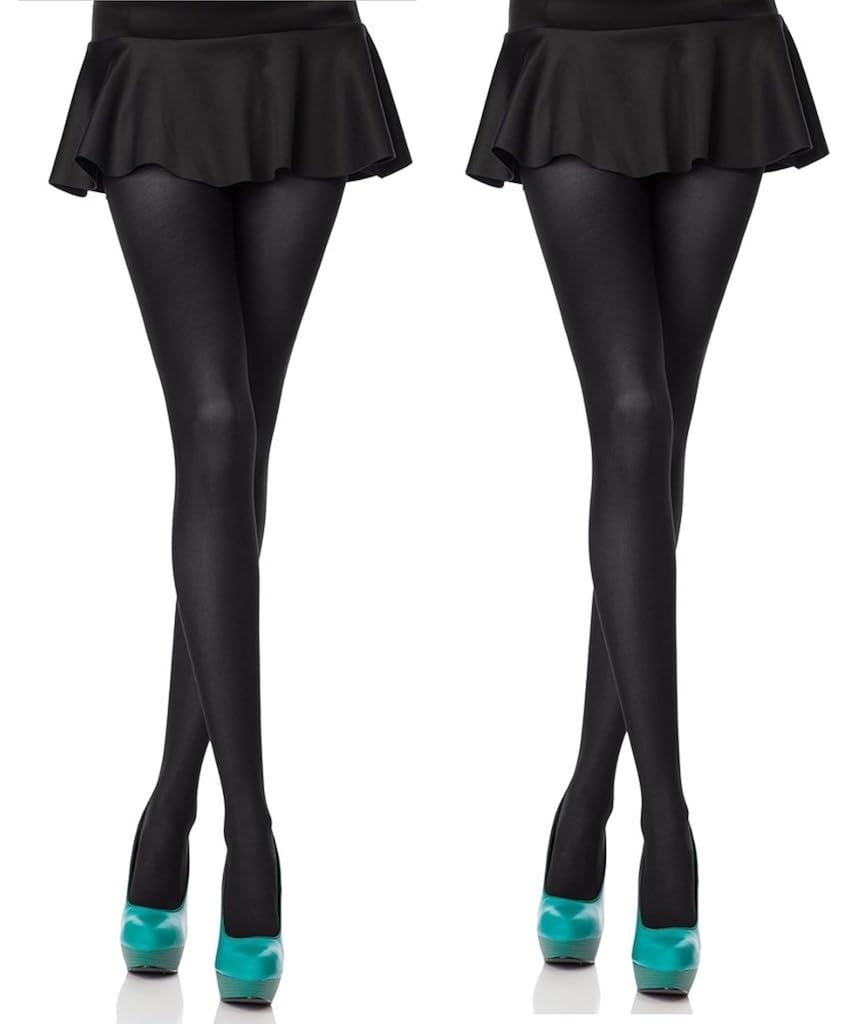 Cotson Womens Black Opaque Pantyhose 