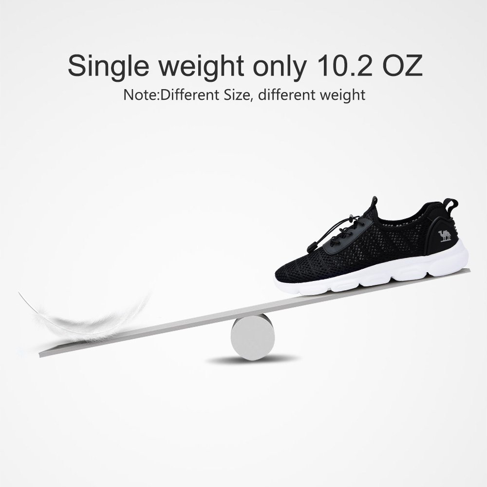 CAMEL SHOES Popular Unisex Casual Walking Shoes Lightweight Trainers Mesh Upper Sneakers Flat Running Fitness Athletic Shoe for Boys Girl Teens, Black, UK9.5/EU44
