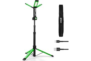 Rechargeable Work Light with Stand, GoGonova Cordless Work Light with Triple LED Lamps, 8AH Battery, 700/1200/2200 Lumen, 4000/6500K Dimmable Led Work Light Kit (Green)
