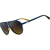 goodr Frequent Skymall Shoppers Polarized Aviator Sunglasses, Large Sized (Mach G), Navy Frame with Amber Gradient Lens, Dark to Light Tint, UV400 Protection, No Slip, No Bounce