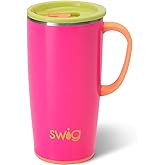 Swig Life 22oz Travel Mug, Insulated Tumbler with Handle and Lid, Cup Holder Friendly, Dishwasher Safe, Stainless Steel, Travel Coffee Cup, Insulated Mug with Lid (Tutti Frutti)