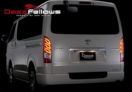 Amazon Dazzfellows ダズフェローズ プレミアムledテールランプ ハイエース 0 リアフォグ 限定色スモーク レッドクローム ライト ランプ 車 バイク